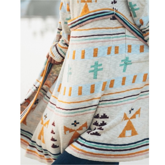 Faherty X B Yellowtail Paloma Duster Sweater Coat Hoodie Western Bohemian Small - Picture 10 of 17